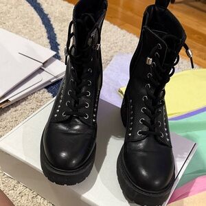 Steve Madden Black Studded Combat Boots